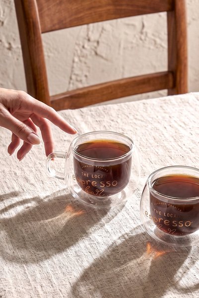Perotti 2-Piece Double Leather Double Espresso and Turkish Coffee Cup 160 ml