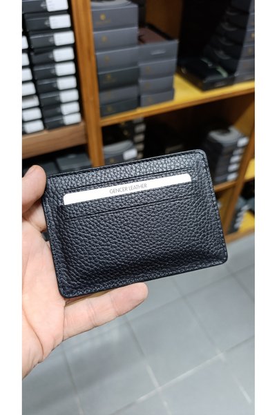 GENCER LEATHER Leather Card Holder Black