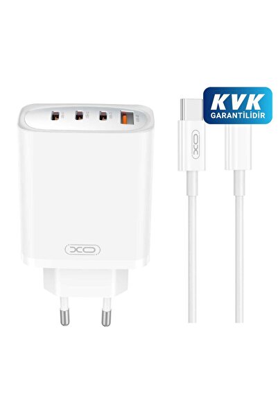 Xo CE23 Çoklu Hızlı Şarj Adaptörü,4 Cihaza Kadar Şarj,3 Type-C 1 Usb-A,65W Ma...