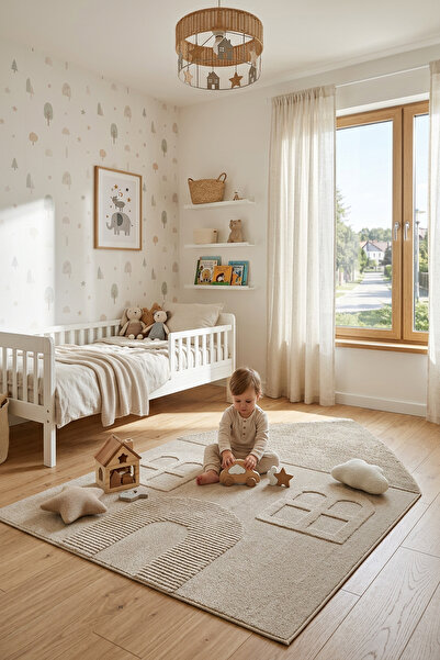 venucci home & living Quincey Bukleli Yumuşak Peluş Post Çocuk Odası Halı Erk...