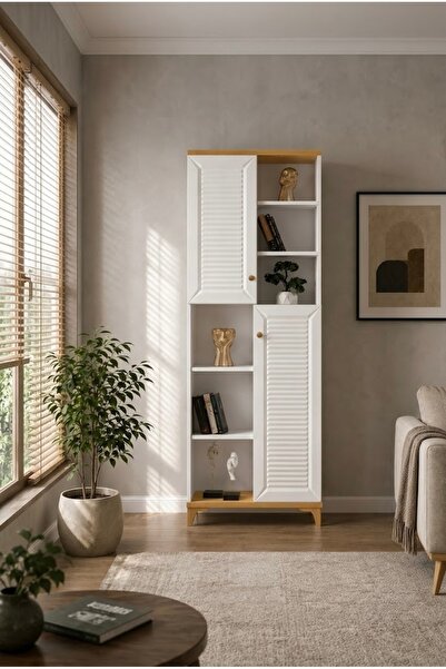 Lisso Home Lalin Kitaplık, Meşe/Aytaşı 60x35 cm, H:180 cm