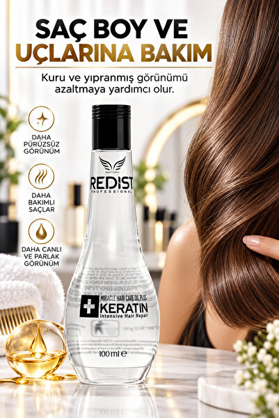 Redist Keratin Saç Bakım Yağı Cam şişe 100 ml – Doğal Onarıcı Formül ile Parlak, Güçlü ve Sağlıklı Saçlar