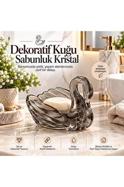 LUCES DESİGN Crystal Swan Soap Dish Acrylic Decorative Soap Holder