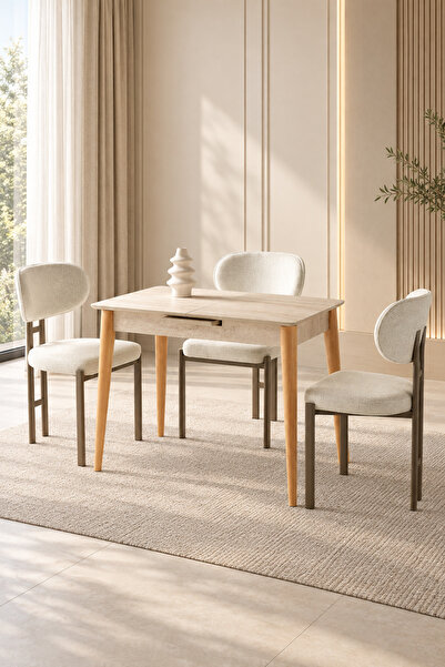 Lisso Mercan Mutfak Masası 100x60 CM Otomatik Açılır Mekanizma Cilalı Cumba MDF
