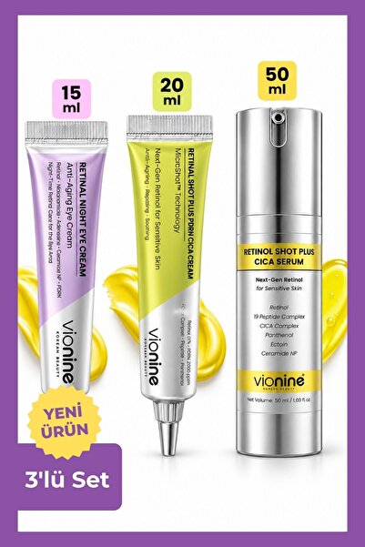 Vio nine Vionine Gece Bakım Seti 3'lü - Retinol Serum + Retinal Krem + Göz Kremi