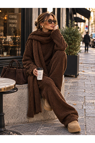 MADAMMERY Buklet Triple Knitwear Soft Panton Scarf Set