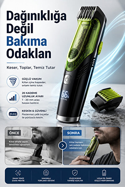 Albitmesin Tıraş Makinesi Şarjlı, Vakumlu, emme özelliği Paslanmaz Çelik Bıça...