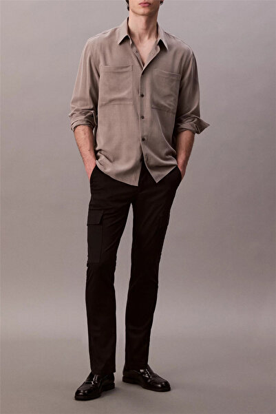 Calvin Klein Slim Refined Cotton Stretch Carg Erkek Siyah Pantolon