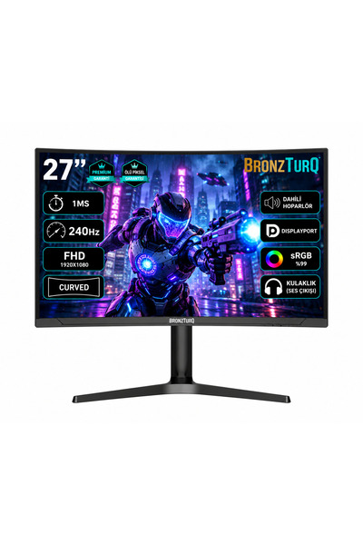 BRONZTURQ 27" 240Hz 1 ms (DP + HDMI) FHD Pivot Monitör BTQ270FHD240-JY