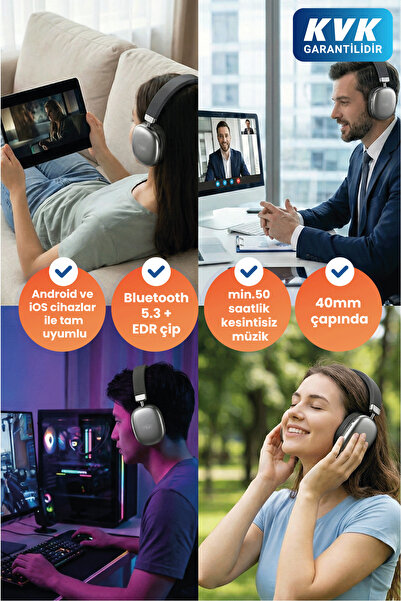 Xo BE45 Airpods Max Tasarım Metal Bluetooth Wireless Kablolu Kablosuz 2 in 1 ...