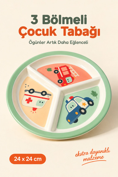 Wumboo 3-Compartment Melamine Children's Plate - Food Plate - Extra Durable B...