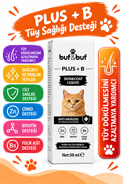Buf & Buf Kedi Biotin Damlası 50 ml Tüy Dökülmesi Desteği, Biotin, Çinko ve B...