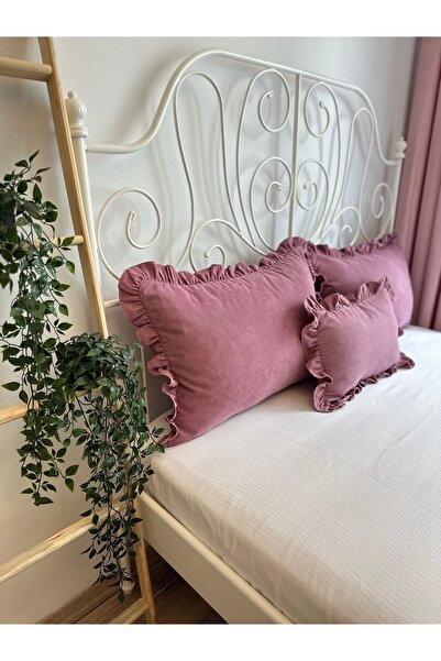 Decamor home İnci Fırfırlı Gül Kurusu Yastık Kılıfı 2’li