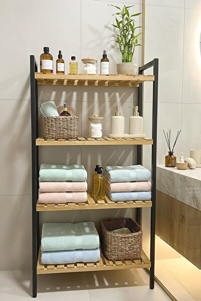 Exent , Dekoratif 4 Raflı Banyo Rafı, Banyo Organizer, Havluluk, Banyo Dolabı...