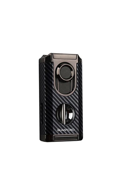 Quantoro 05-67 Puro Kesicili Üçlü Jet Alev Puro Çakmağı/Black Carbon