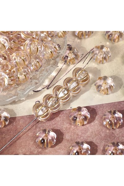 Choice8 01 50Pcs/Pack 11mm Gold-Traced Pumpkin Beads - Resin Hot-Stamped Flat...