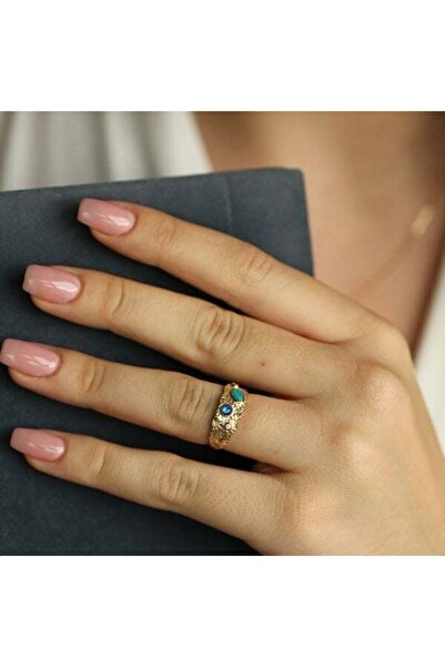 by milo jewellery Fortuna Turkuaz Altın Yüzük