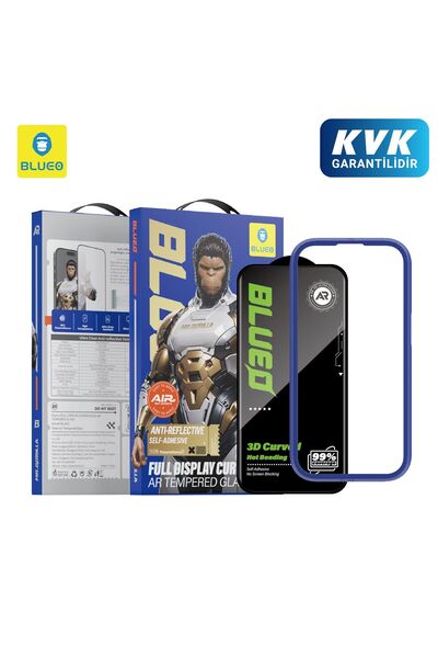BLUEO AR 3D Curved iPhone 17 ve 17 Pro Uyumlu Yansıma Işık Önleyici Kavisli T...