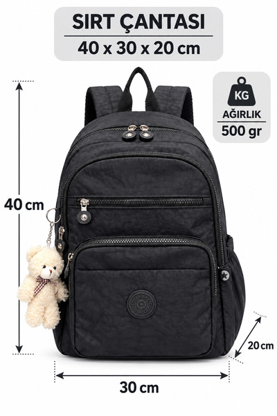 CAKARD Crinkle Fabric Multi-Compartment School Backpack – Middle School High School College Daily Bag