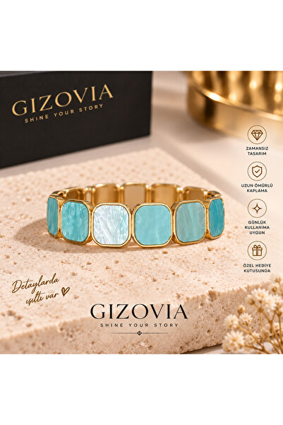 gizovia Aqua Gold Çerçeveli Bileklik