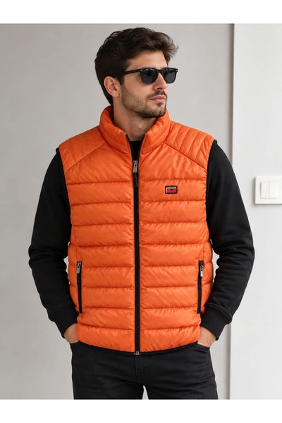 LUSİNE ERKEK ŞİŞME YELEK-DİK YAKA FERMUARLI KAPİTONE