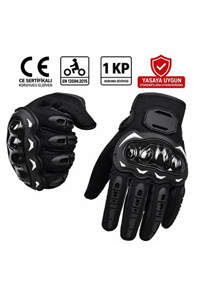 HENGSHENG Motosiklet Eldiveni CE EN 13594 Sertifikalı 1 KP Korumalı Dokunmati...