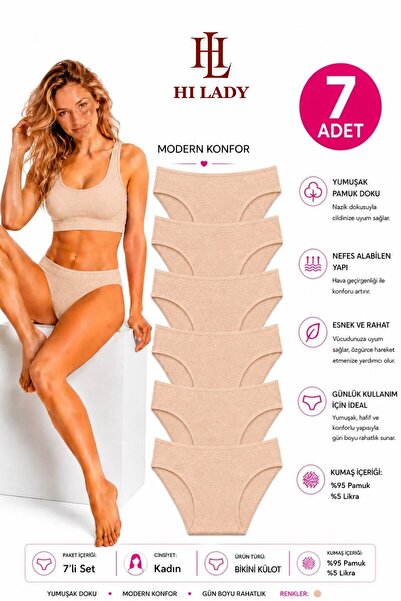 Hilady 7'li paket ten kadın külot
