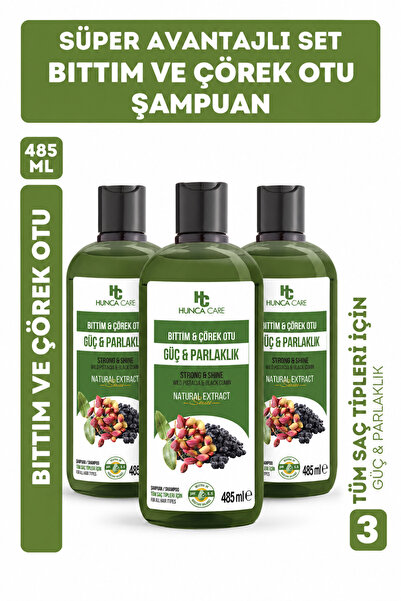 Hunca Bıttım & Black Cumin Shampoo 485ml Set of 3