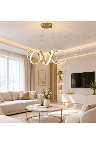 OSC HOME AYDINLATMA TASARIM Kumandalı Led Avize Beyaz Renk Işık Eskitme Boyalı