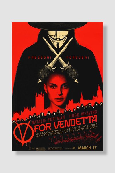 postick V For Vandetta Film Posteri Yüksek Kaliteli Parlak Kuşe Kağıdı