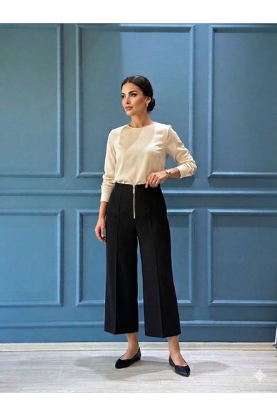 Sentez 5565 PANTALONI QUEEN KISA CU PICIOARE LATE NEGRI