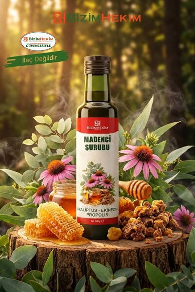 BİZİMHEKİM ŞİFA EVİ Madenci Şurubu 340 g – Propolis ve Bitkisel Bileşenler İç...