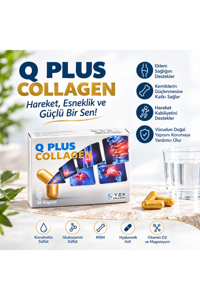 YEK PHARMA Q Plus Collagen Tip 2 Sığır Kolajeni Kapsül Takviye Edici Gıda