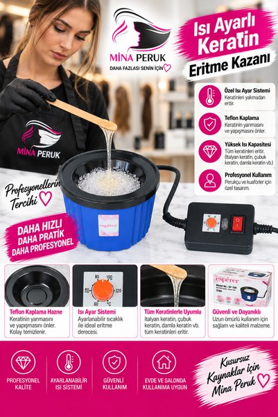 Mina Peruk Isı Ayarlı Keratin Eritme Kazanı