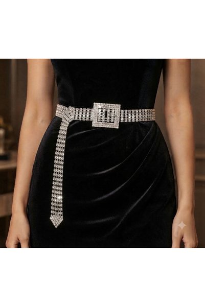 Svarovsky 4-Row Stone-Studded Buckle Belt