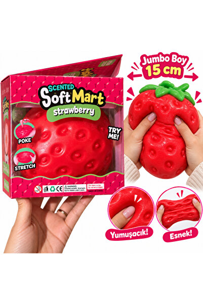 TOYTOPIA Jumbo Boy Çilek Görünümlü Sukuşi Oyuncak (15cm) - Çilek Squishy Büyü...