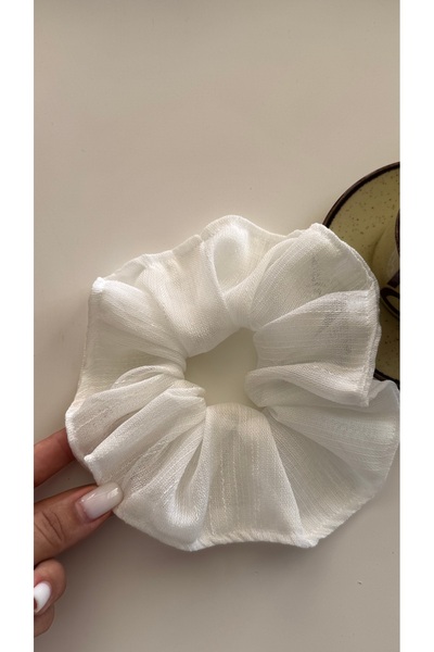 YOYYO Elastic Buckle White Fabric Scrunchie Buckle, Chiffon Hair Elastic with...