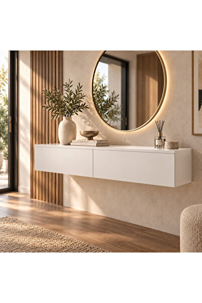 Barida Sanat %100 MDF Konsol İki Çekmeceli | Dresuar | Duvara Monte MDF Ahşap...