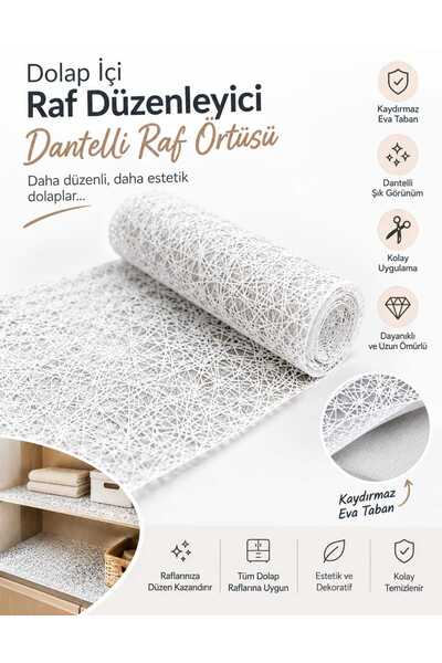 teknotrust 1-2-3-5-10-20 Metre x 50 Genişlik Buz Dolabı Pvc deliksiz altı Şeffaf kaplama Dantel Raf Örtüsü - ip desenli Raf Örtüsü Dolap Örtüsü Dolap İçi Kaydırmaz