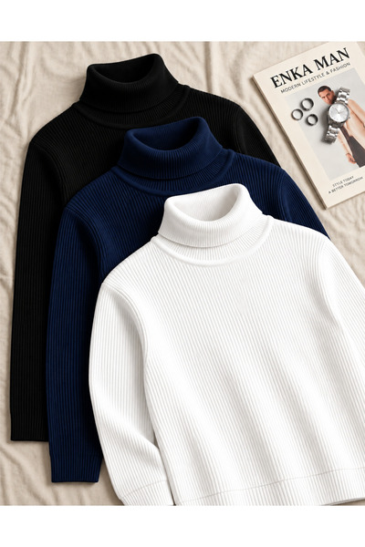 EMKA GİYİM 3-piece combination turtleneck turtleneck sweater