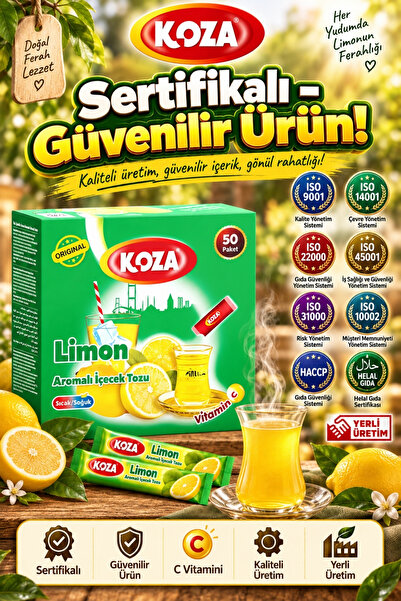 Koza Gurmelerin Seçimi Pratik Lezzet Limon Aromalı Oralet Tek İçimlik Premium İçecek Tozu 50 Stick