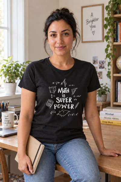 Satranç Medya Math Is Super Power T-Shirt - Science T-Shirt