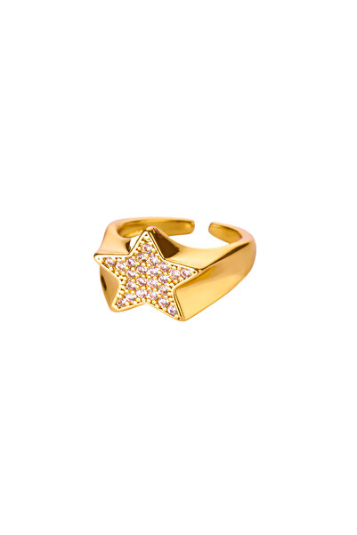 Choice resizable JZ7519G Zircon Star Knot Rings For Women Gold Color Stainles...
