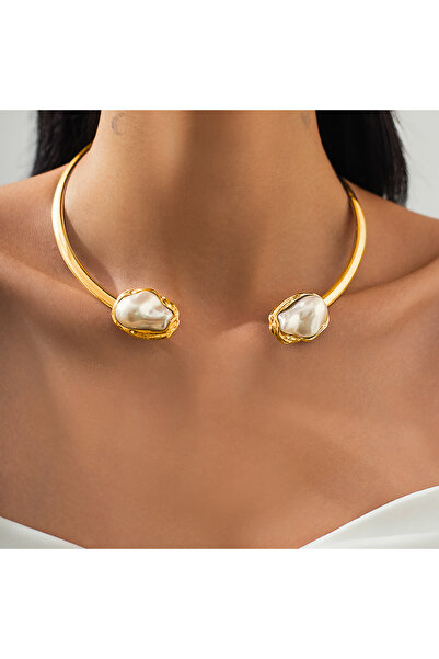 Choice Gold Color IngeSight.Z Luxury Baroque Imitation Pearl Collar Necklace ...