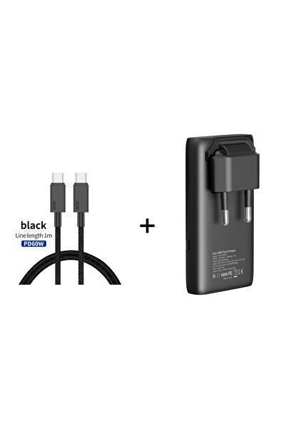 Choice1 black-1M line 65W GaN Ultra-Slim Foldable Type-C Charger,Supports USB...