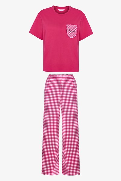 Penti Fuşya Cozy Heart Pamuklu Pantolon Pijama Takımı