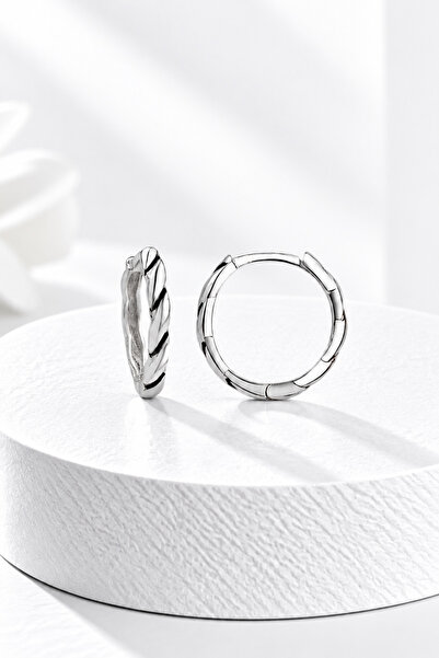 jelux silver Gümüş 925 Ayar Burgu Halka Model Küpe