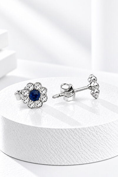 jelux silver Gümüş 925 Ayar Zirkon Taşlı Okyanus Papatya Model Çivili ?üpe