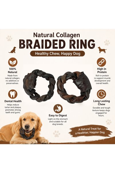 Petrix Natural Collagen Braided Ring Dog Chew Treat (2 Pcs)