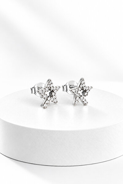 jelux silver Gümüş 925 Ayar Kuyruklu Yıldız Zirkon Taşlı Küpe